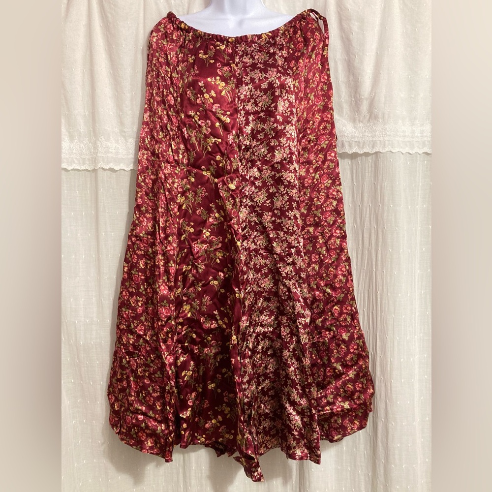 Vintage April Cornell Satiny Floral Skirt